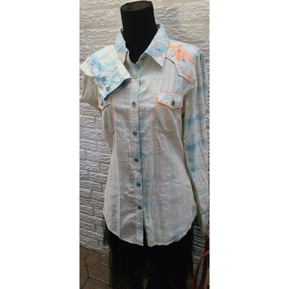 Roar Shirt Womens Medium Pearl Snap Embroidered Western Embellished L/S